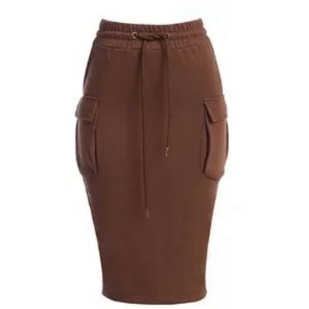 Brown Cargo Pocket Skirt